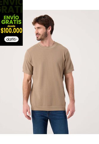 Camiseta Para Hombre Manga Corta Cuello Redondo Color Beige Marca Patprimo #44090942 Patprimo