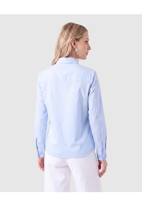 Camisa Con Pechera Bordada Mujer Para Mujer Azul Patprimo