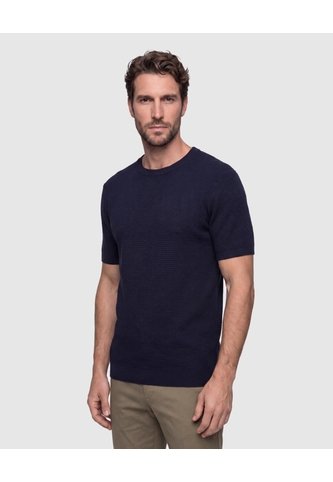 Camiseta Tejida Cuello Redondo Hombre  Para Hombre Azul Patprimo Patprimo