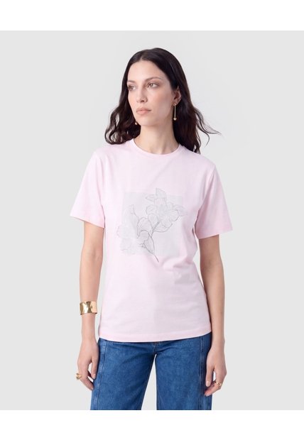 Camiseta Manga Corta Gráfica Mujer  Para Mujer Rosa Patprimo