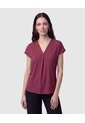 Camiseta Cuello En V Acanalada Mujer  Para Mujer Vino Patprimo de Patprimo
