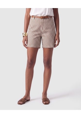 Bermuda Estilo Sastrero Con Cinturón Mujer  Para Mujer Café Patprimo Patprimo