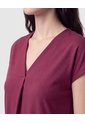 Camiseta Cuello En V Acanalada Mujer  Para Mujer Vino Patprimo de Patprimo