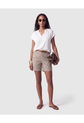 Bermuda Estilo Sastrero Con Cinturón Mujer  Para Mujer Café Patprimo