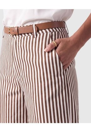 Bermuda Estilo Sastrero Con Cinturón Mujer  Para Mujer Café Patprimo