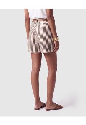 Bermuda Estilo Sastrero Con Cinturón Mujer  Para Mujer Café Patprimo