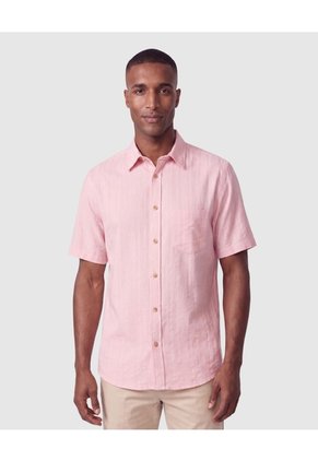 Camisa Manga Corta Texturizada Hombre Para Hombre Rosa Patprimo