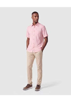 Camisa Manga Corta Texturizada Hombre Para Hombre Rosa Patprimo
