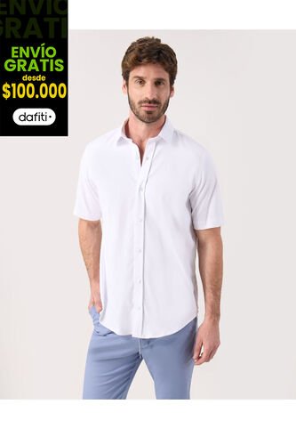 Camisa Para Hombre Manga Corta Sin Bolsillo Cuello Casual M Color Blanco Marca Patprimo #44013178 Patprimo