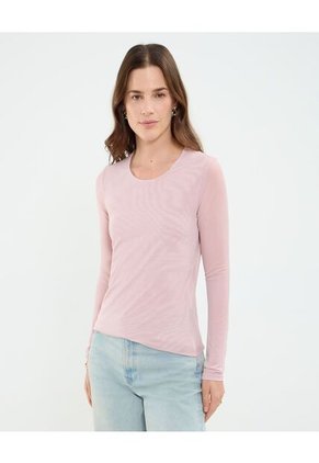 Camiseta Para Mujer Manga Larga Cuello Redondo Color Rosa Marca Patprimo #30093757