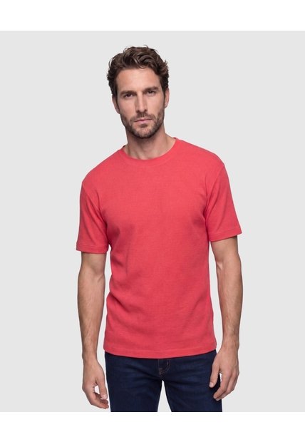 Camiseta Texturizada Manga Corta Para Hombre  Para Hombre Rojo Patprimo