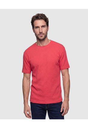 Camiseta Texturizada Manga Corta Para Hombre Para Hombre Rojo Patprimo