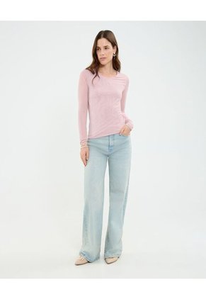 Camiseta Para Mujer Manga Larga Cuello Redondo Color Rosa Marca Patprimo #30093757