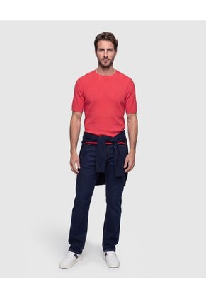 Camiseta Texturizada Manga Corta Para Hombre Para Hombre Rojo Patprimo