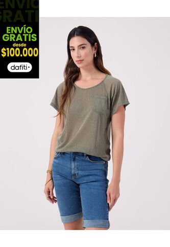 Camiseta Para Mujer Manga Corta Cuello Redondo Color Verde Marca Patprimo #30093836 Patprimo