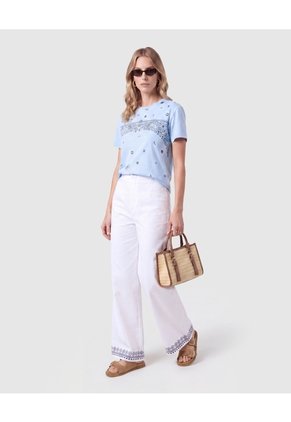 Camiseta Estampada Manga Corta Mujer Para Mujer Azul Patprimo