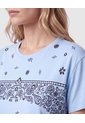 Camiseta Estampada Manga Corta Mujer  Para Mujer Azul Patprimo de Patprimo