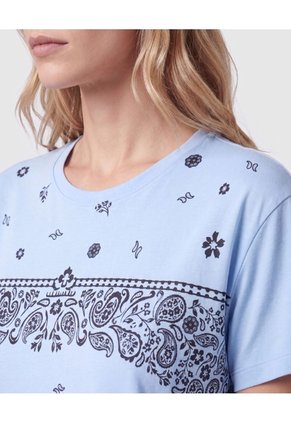 Camiseta Estampada Manga Corta Mujer Para Mujer Azul Patprimo