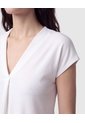 Camiseta Cuello En V Acanalada Mujer  Para Mujer Blanco Patprimo de Patprimo