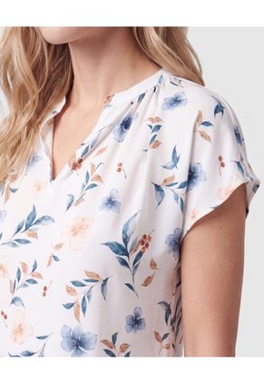 Blusa Fluida Manga Corta Mujer Para Mujer Blanco Patprimo