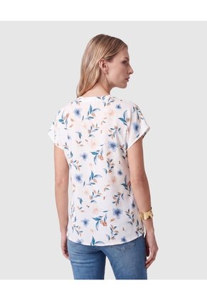 Blusa Fluida Manga Corta Mujer Para Mujer Blanco Patprimo