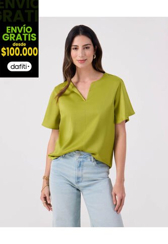 Blusa Para Mujer Manga Corta Color Verde Marca Patprimo #30123608 Patprimo