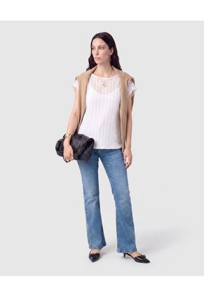 Camiseta Calada Manga Corta Mujer  Para Mujer Blanco Patprimo