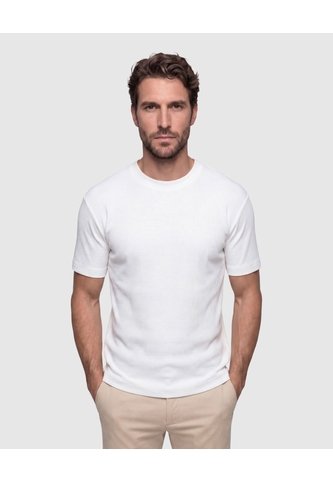 Camiseta Texturizada Manga Corta Para Hombre  Para Hombre Blanco Patprimo Patprimo