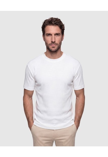 Camiseta Texturizada Manga Corta Para Hombre  Para Hombre Blanco Patprimo