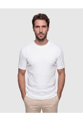 Camiseta Texturizada Manga Corta Para Hombre Para Hombre Blanco Patprimo