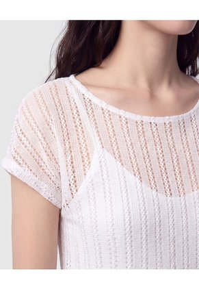 Camiseta Calada Manga Corta Mujer  Para Mujer Blanco Patprimo