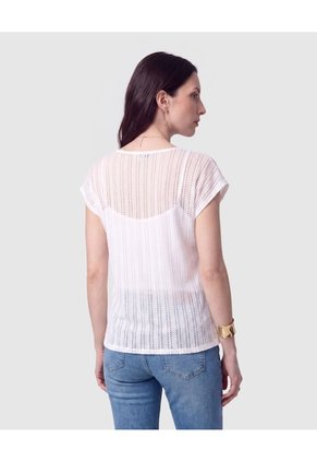 Camiseta Calada Manga Corta Mujer  Para Mujer Blanco Patprimo