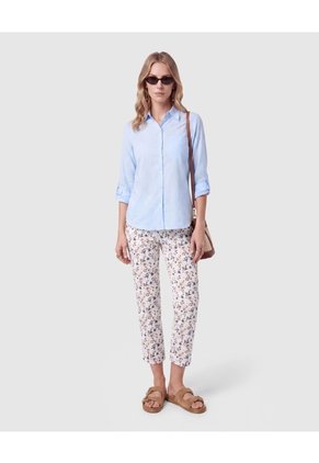 Pantalón Capri Semiajustado Mujer Para Mujer Blanco Patprimo