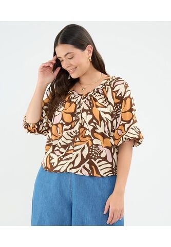 Blusa Para Mujer Manga Corta Color Café  Marca Patprimo #14121377 Patprimo