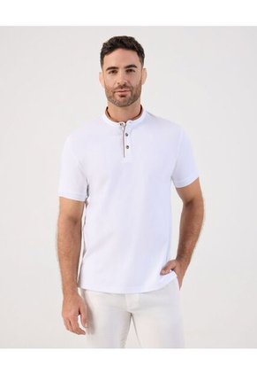 Polo Cuello Neru Slim Fit Para Hombre Blanco Patprimo