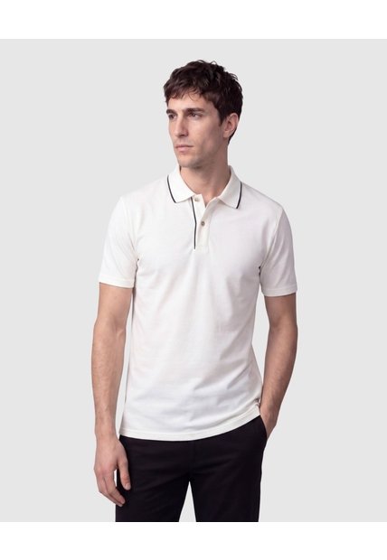 Polo Manga Corta Con Detalles En Contrastes Hombre  Para Hombre Blanco Patprimo