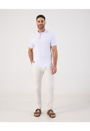 Polo Cuello Neru Slim Fit Para Hombre Blanco Patprimo