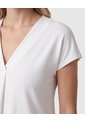 Camiseta Cuello V Plisada Manga Casquillo Mujer  Para Mujer Blanco Patprimo de Patprimo