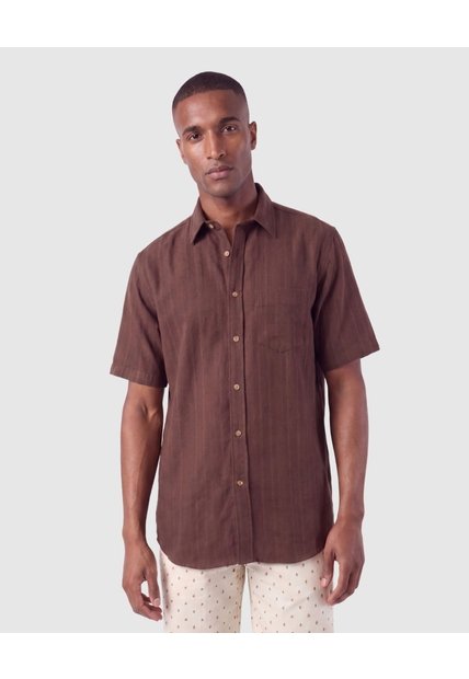 Camisa Manga Corta Texturizada Hombre  Para Hombre Café Patprimo