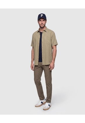 Camisa Manga Corta Texturizada Hombre  Para Hombre Verde Patprimo