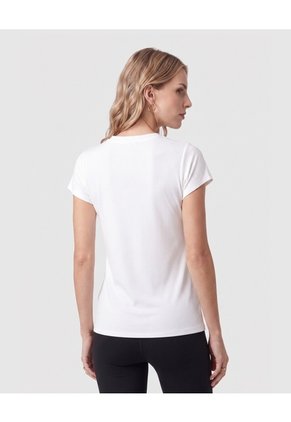 Camiseta Cuello V Plisada Manga Casquillo Mujer Para Mujer Blanco Patprimo