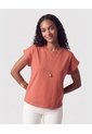 Camiseta Manga Corta Detalle Pliegue Mujer  Para Mujer Naranja Patprimo de Patprimo