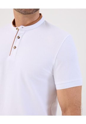 Polo Cuello Neru Slim Fit Para Hombre Blanco Patprimo