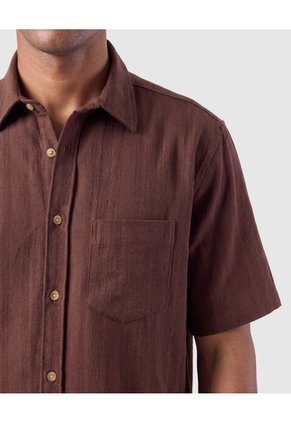 Camisa Manga Corta Texturizada Hombre Para Hombre Café Patprimo