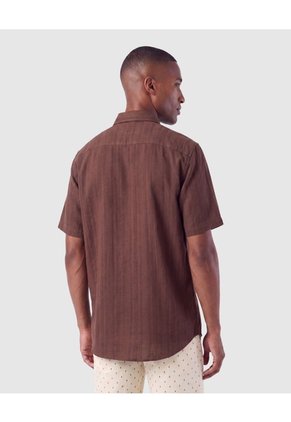 Camisa Manga Corta Texturizada Hombre Para Hombre Café Patprimo