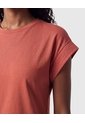 Camiseta Manga Corta Detalle Pliegue Mujer  Para Mujer Naranja Patprimo de Patprimo