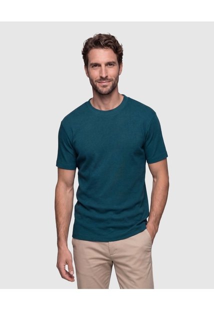 Camiseta Texturizada Manga Corta Para Hombre  Para Hombre Verde Patprimo