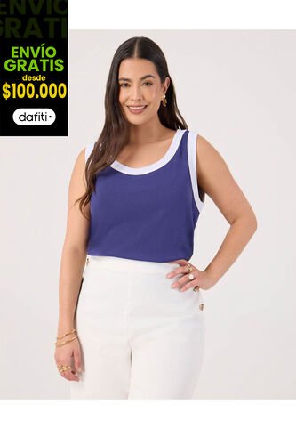 Camiseta Para Mujer Manga Sisa Cuello Redondo Color Azul Marca Patprimo #14091435 Patprimo