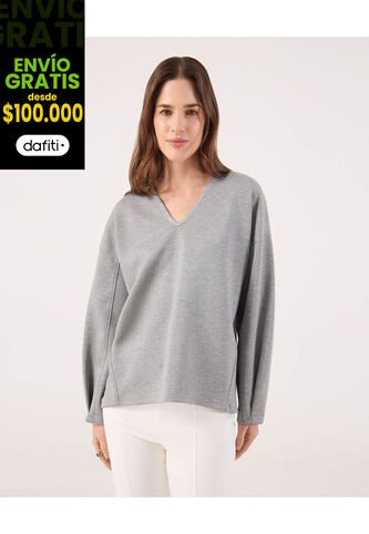 Buzo Para Mujer Cuello V Color Gris Marca Patprimo #30060072 Patprimo