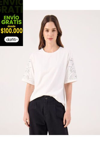 Camiseta Para Mujer Manga Corta Cuello Redondo Color Blanco Marca Patprimo #30093834 Patprimo